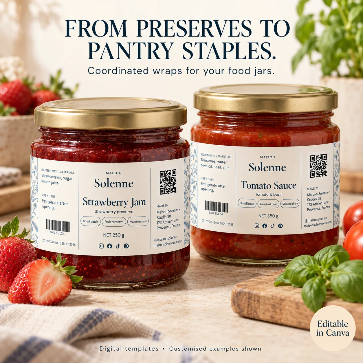 Food & Beverage botanical label details and packaging examples