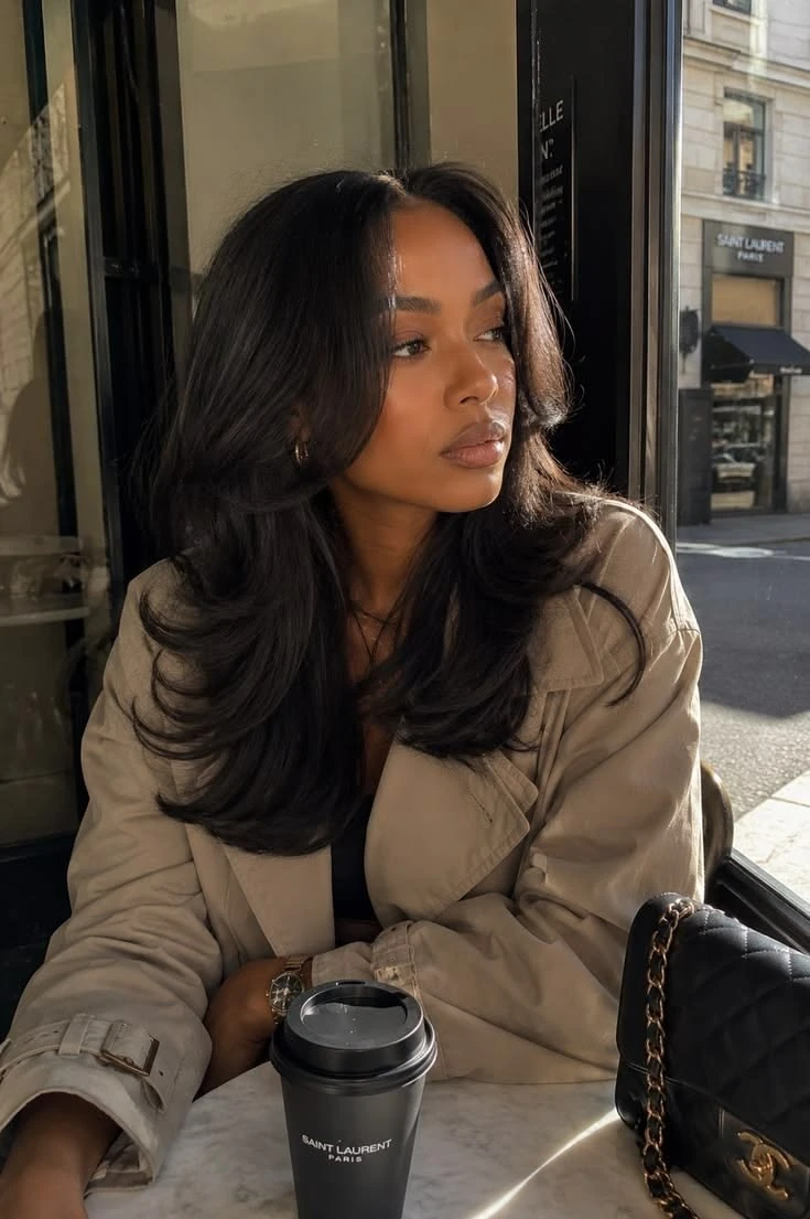 Sunlit lifestyle portrait beside a café window